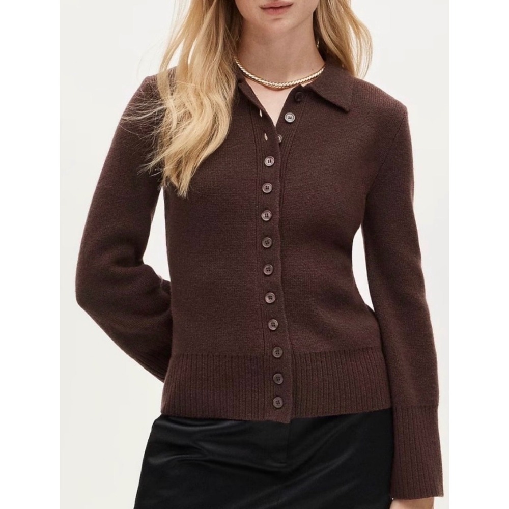 J CREW Milano-stitch cinched-waist cardigan brown NWT small